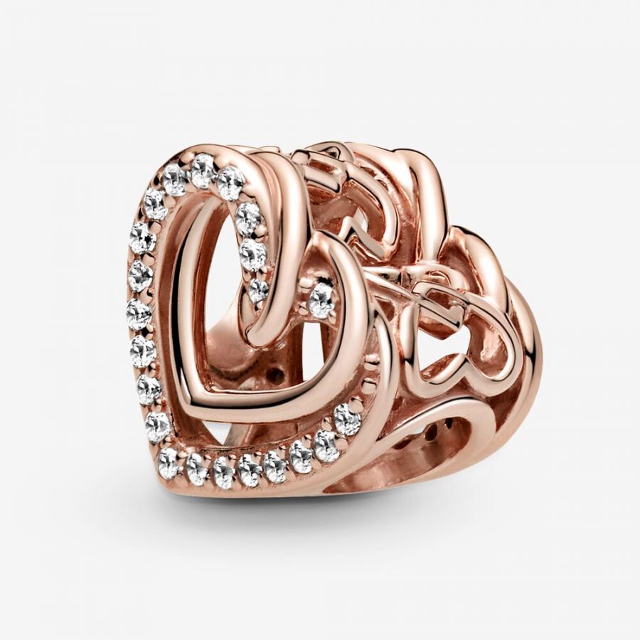 Rose Charm Funkelnde Verschlungene Herzen