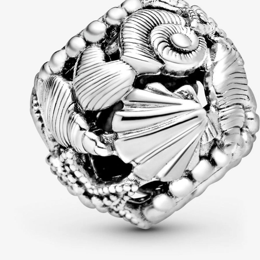 Charm Offen Seestern Muschel Herzen Sterling-Silber