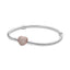 Rose Schlangen-Gliederarmband Pavé-Herz-Verschluss