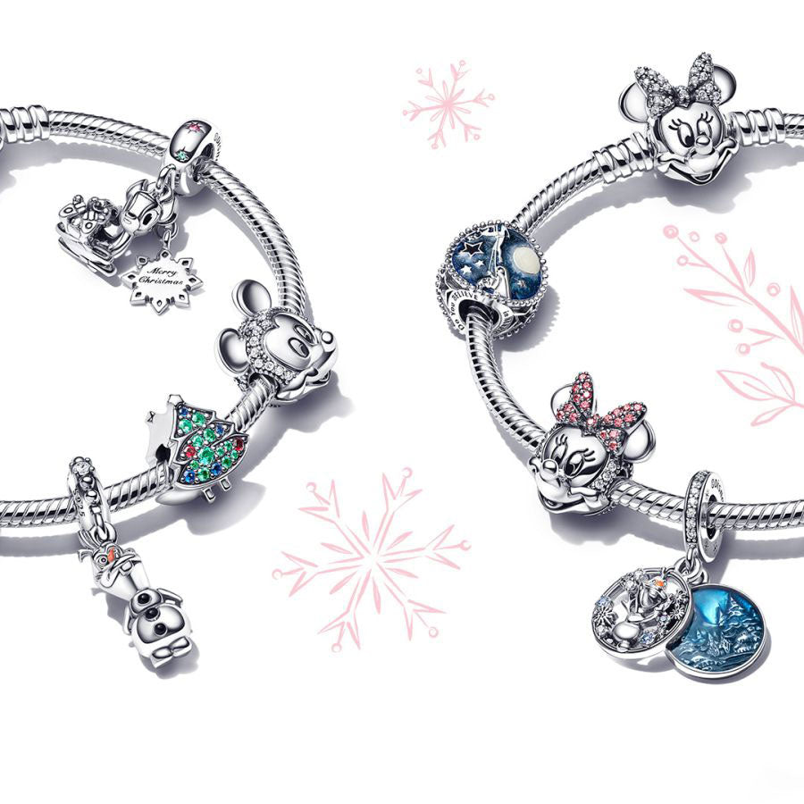 Charm Micky Maus & Minnie Maus Vorhängeschloss Silber