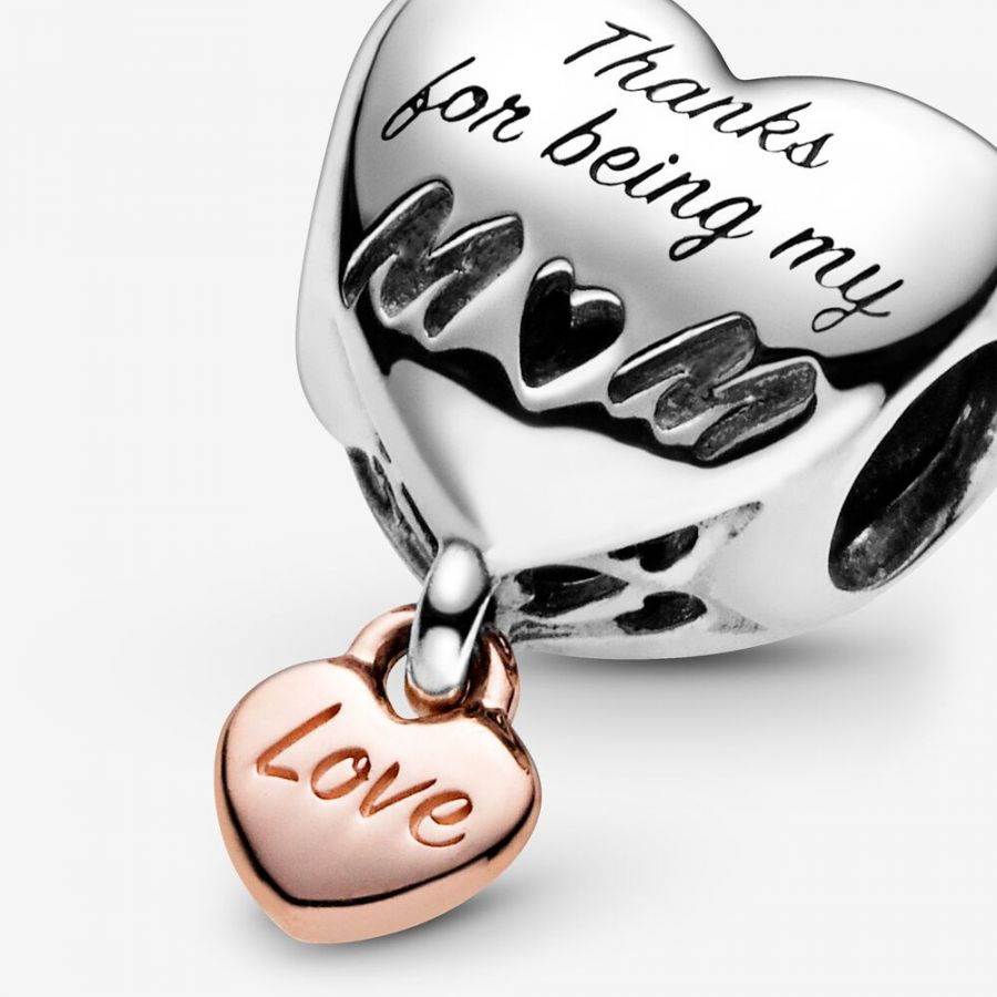 Rose Charm Love You Mum Herz Sterling-Silber