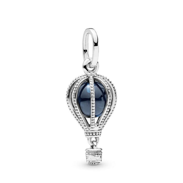 Charm-Anhänger Blue Hot Air Balloon Sterling-Silber