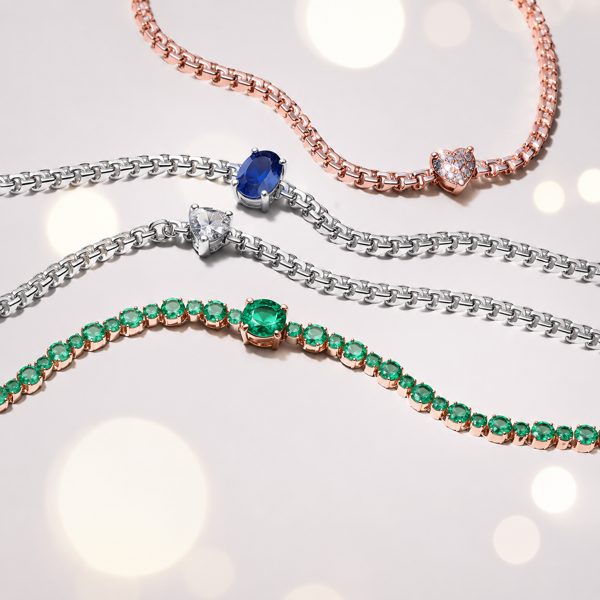 Tennisarmband Funkelnder Pavé Zirkonia Blau Silber