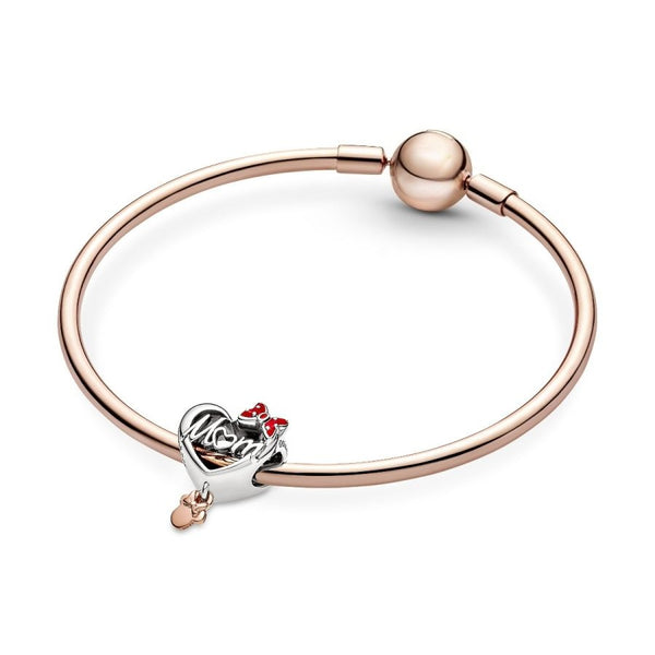 Charm Minnie Maus Mum Herz Silber 14k Rosé Vergoldet