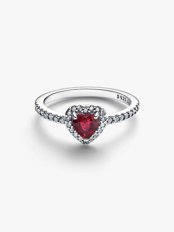Erhabenes Fuchsiafarbenes Herz Ring Sterling-Silber
