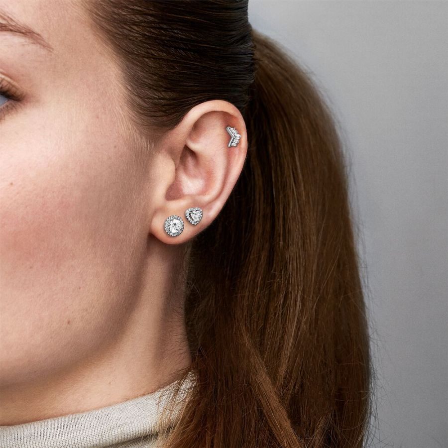 Ohrringe Ohrstecker Erhabene Herzen Sterling-Silber