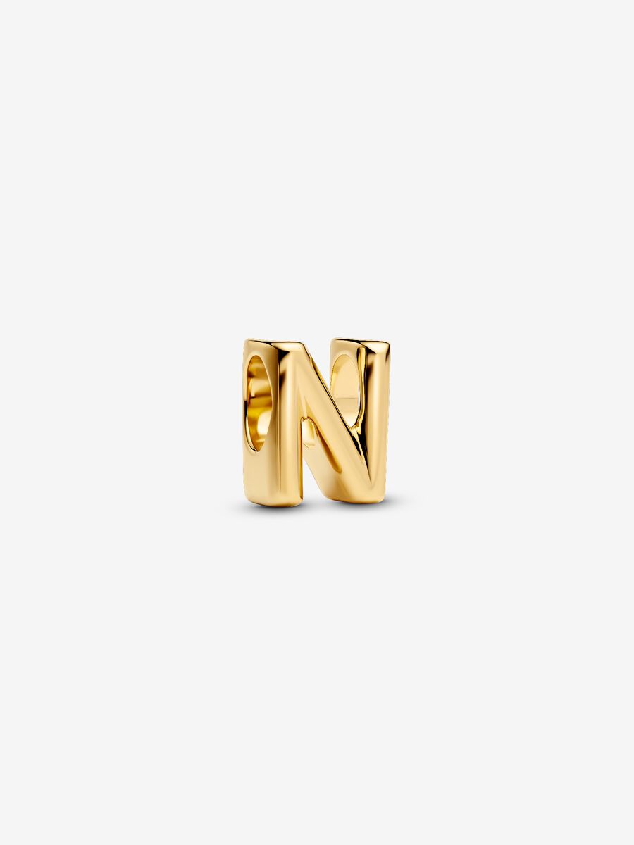 Buchstabe N Alphabet-Mini-Charm 14 Karat Vergoldung