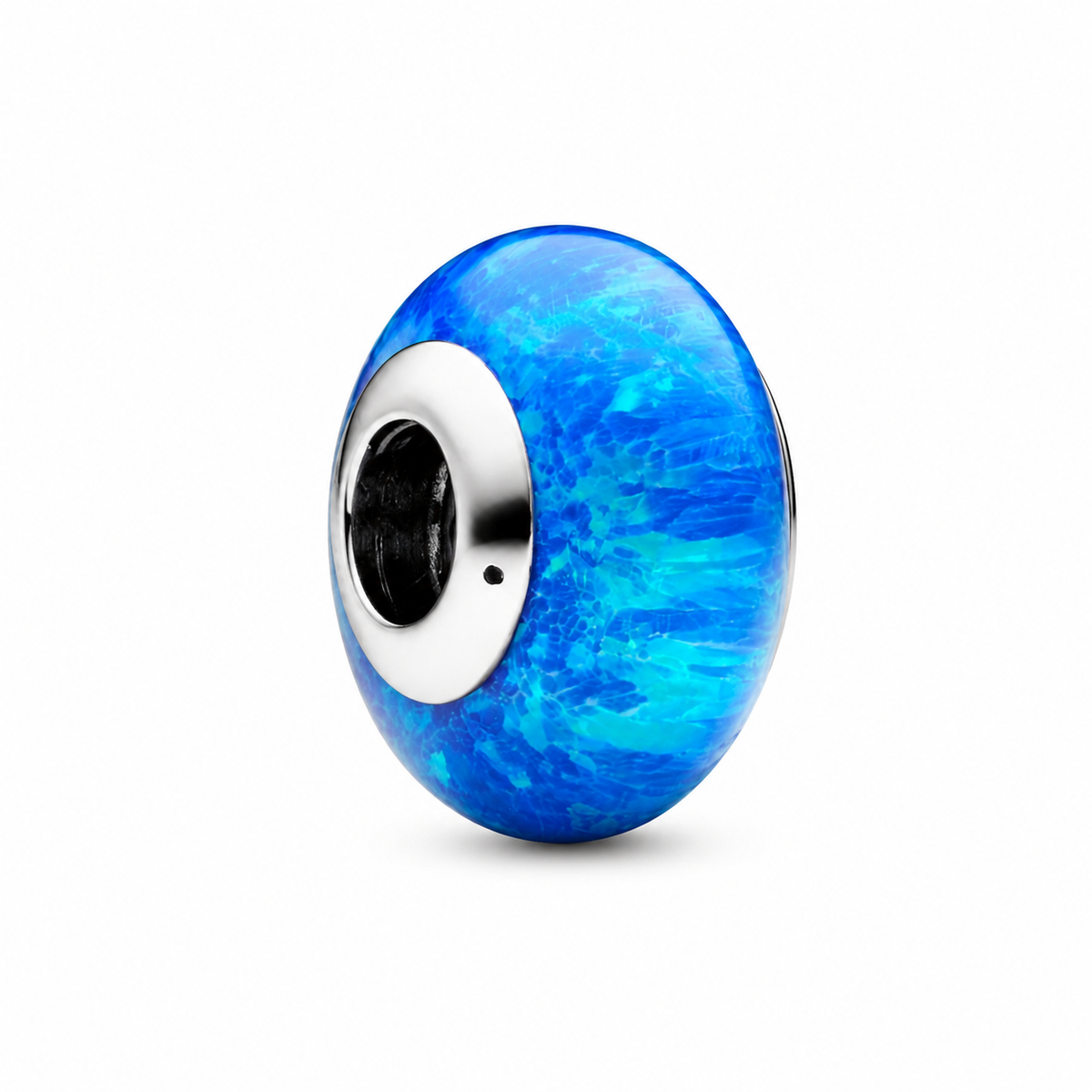 Charm Schillerndes Tiefblaues Ozean Opal Sterling-Silber