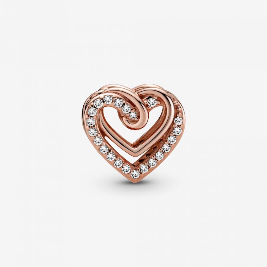 Rose Charm Funkelnde Verschlungene Herzen