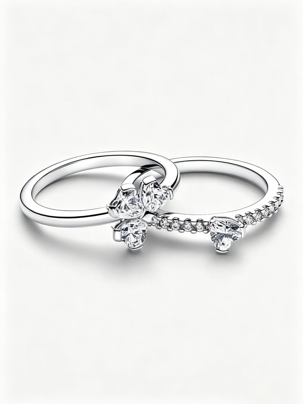 Funkelndes Glückskleeblatt Teilbarer Ring Sterling-Silber