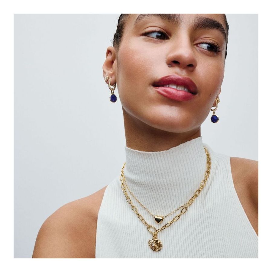 Mini-Medaillon Charm Blau Gravierbar Vergoldet