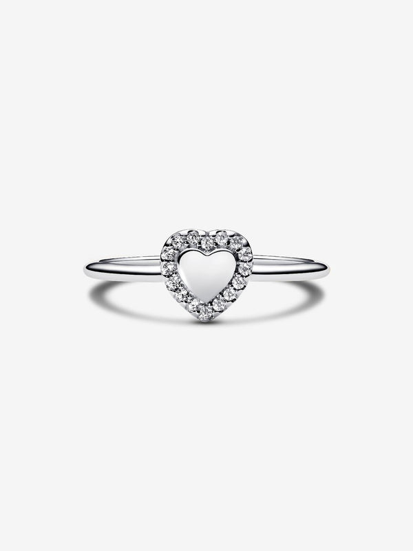 Gravierbarer Herz Strahlenkranz Ring