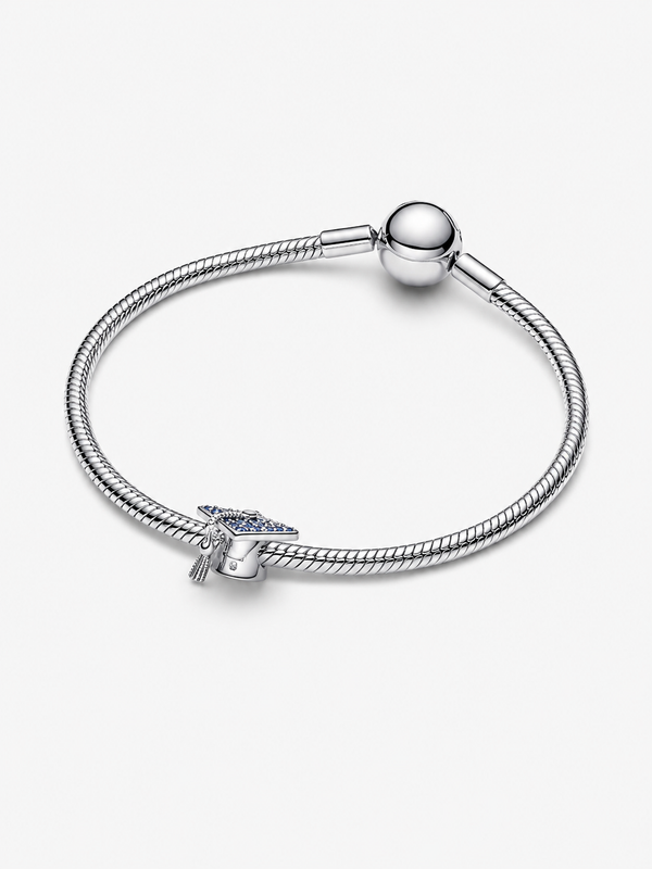 Funkelnde Blaue Absolventenmütze 2026 Charm Sterling-Silber