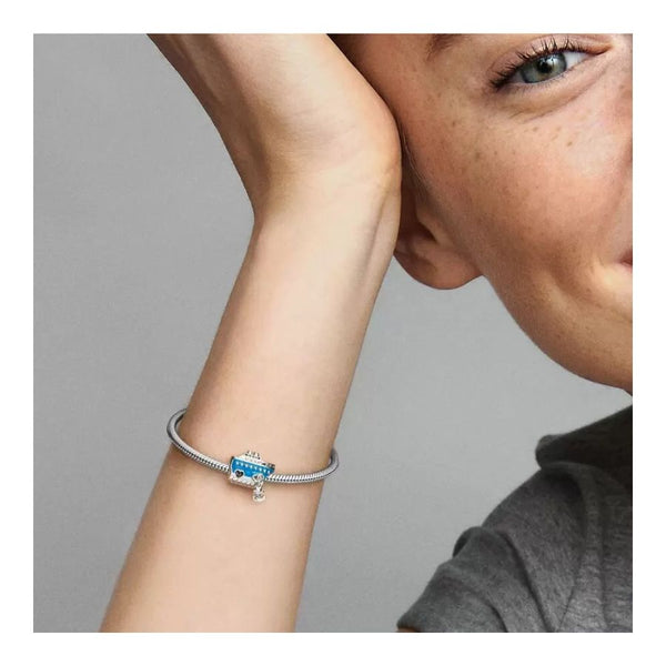 Charm Ankerndes Kreuzfahrtschiff Blau Sterling-Silber