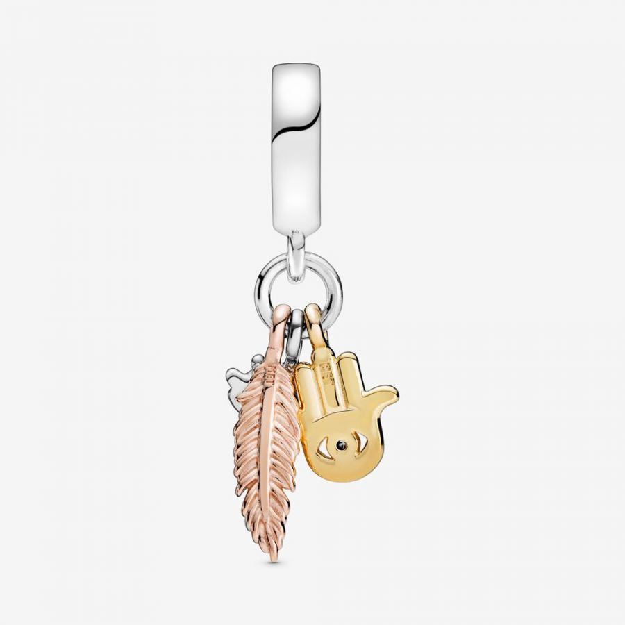 Rose Charm-Anhänger Hand der Fatima Auge der Vorsehung