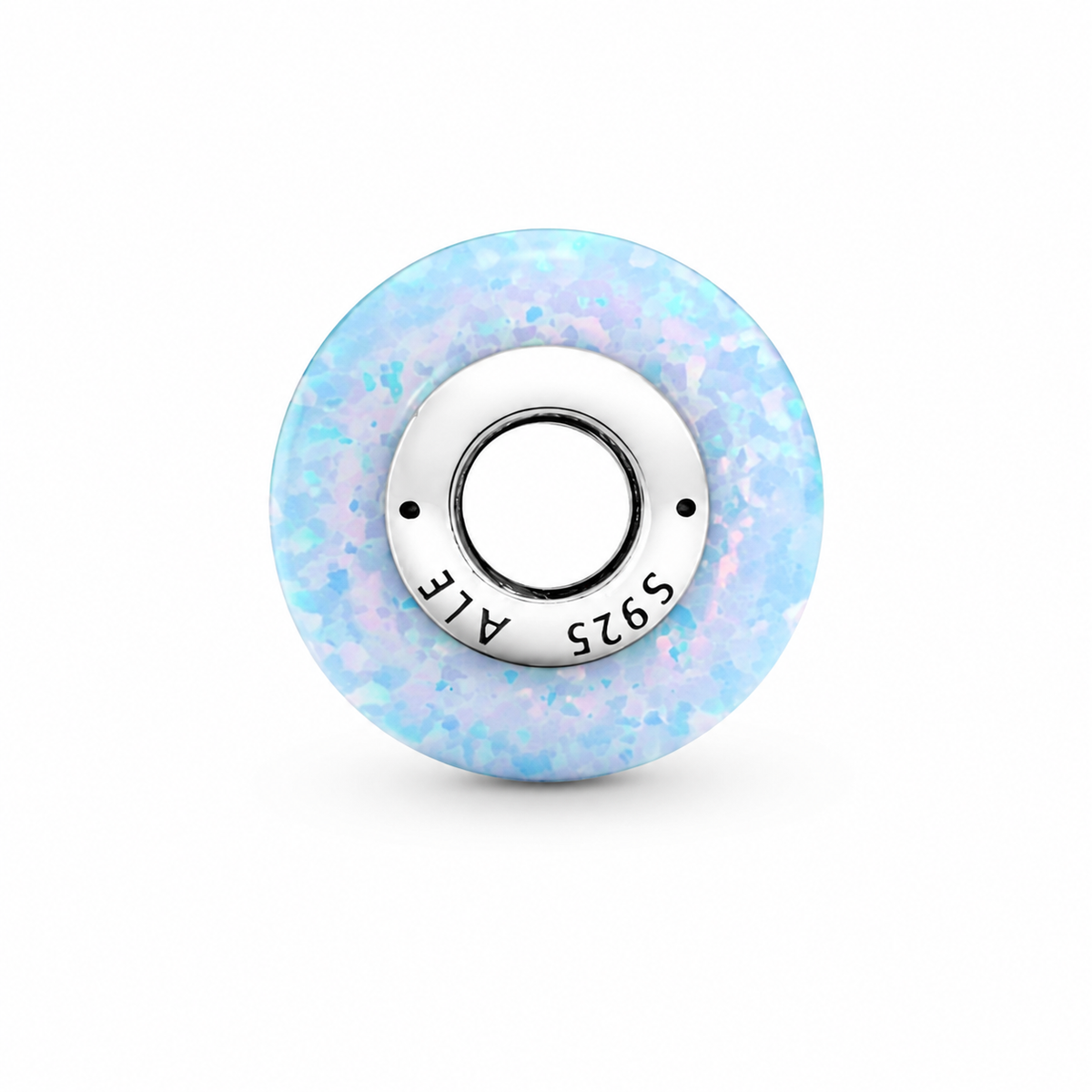 Charm Schillernder Ozeanblauer Synthetischer Opal Silber