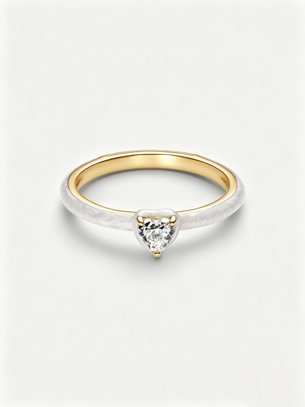 Weißes Chakra Herz Ring 14 Karat Vergoldung