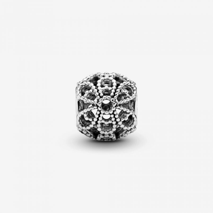Charm Dame Offen gearbeitete Metallperlen-Blüten Sterling-Silber Zweitbild