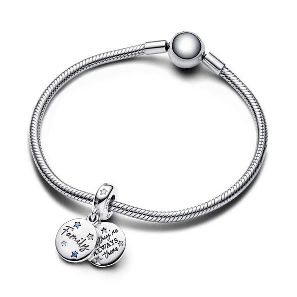 Charm-Anhänger Geliebte Familie Zirkon Blaue Kristalle Silber