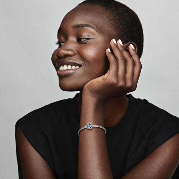 Charm Dezember Geburtsstein Türkis-Blauer Ewigkeitskreis Silber