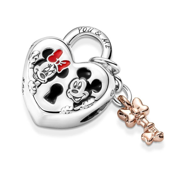 Charm Micky Maus & Minnie Maus Vorhängeschloss Silber