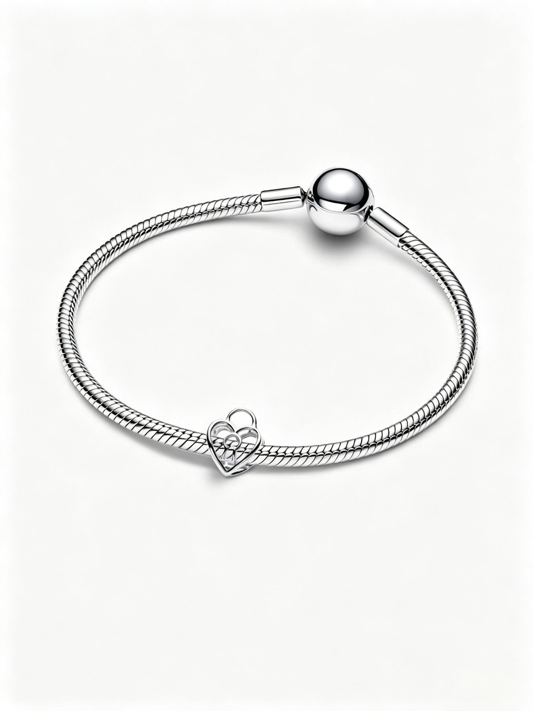 Offen gearbeitetes Herz Vorhängeschloss Charm Sterling-Silber