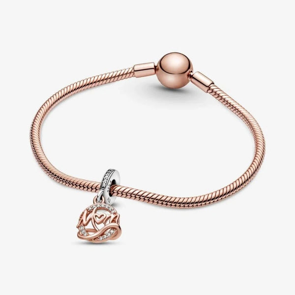 Rose  Charm-Anhänger Mum Zweifarbig Sterling-Silber