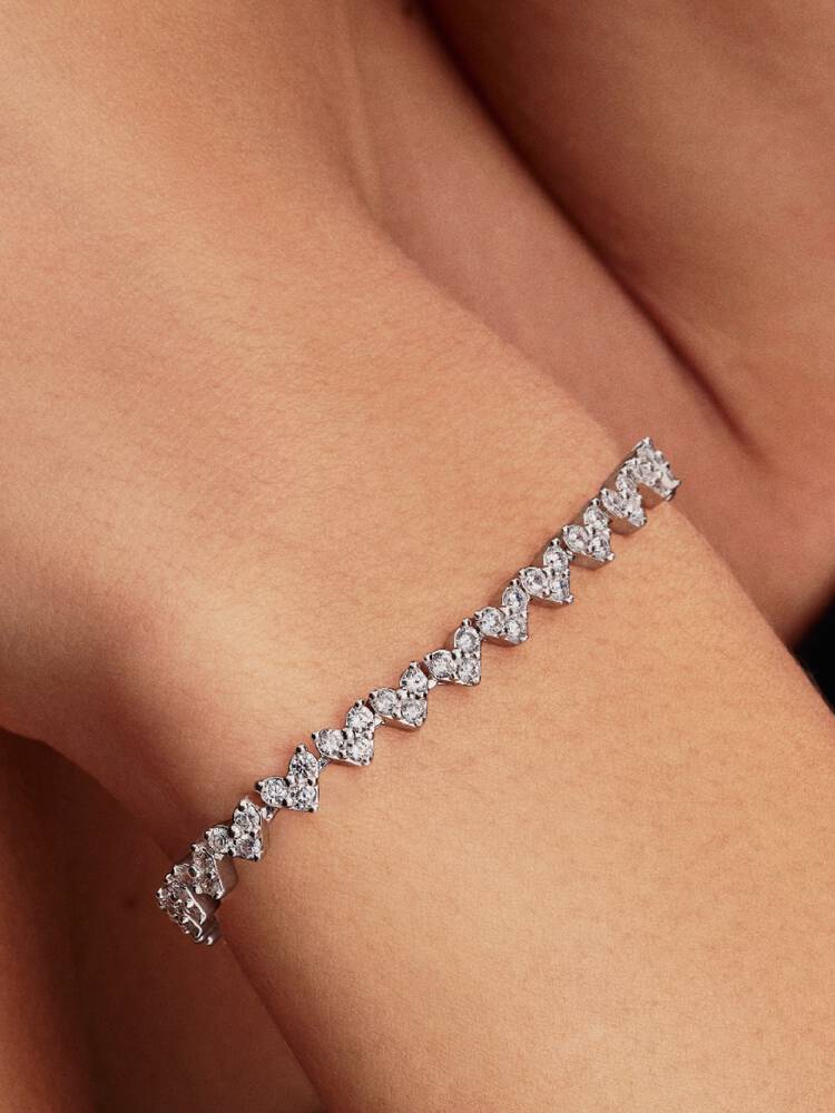 Drei Steine Herz Armband Sterling-Silber Zweitbild