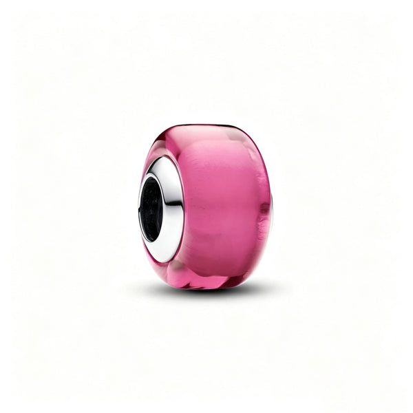 Mini-Charm Rosafarbenes Murano-Glas Sterling-Silber
