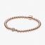 Rose  Armband Kugel & Pavé 14 K Rosévergoldet