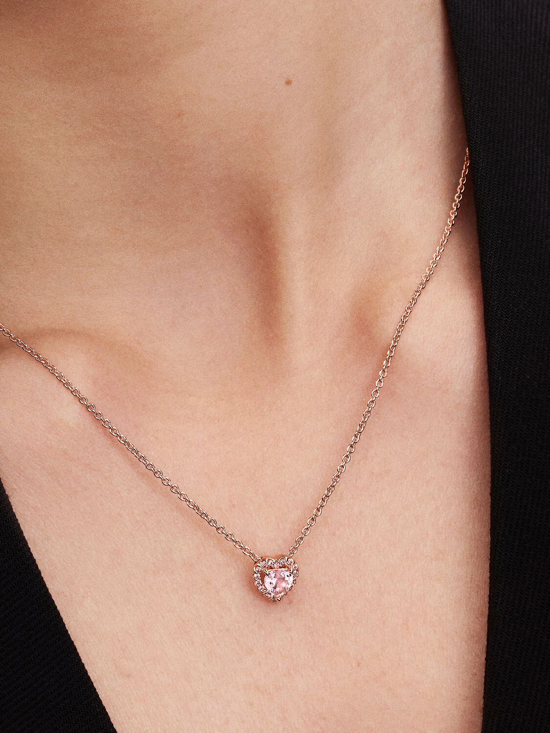 Rosafarbenes Herz Collier 14 Karat rosévergoldet