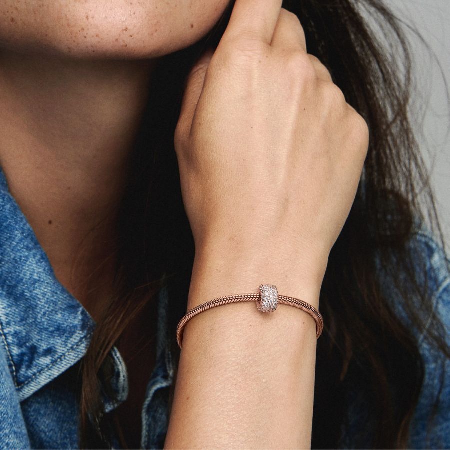 Charm Funkelndes Dreireihiges Pavé Zirkonia Rosévergoldet