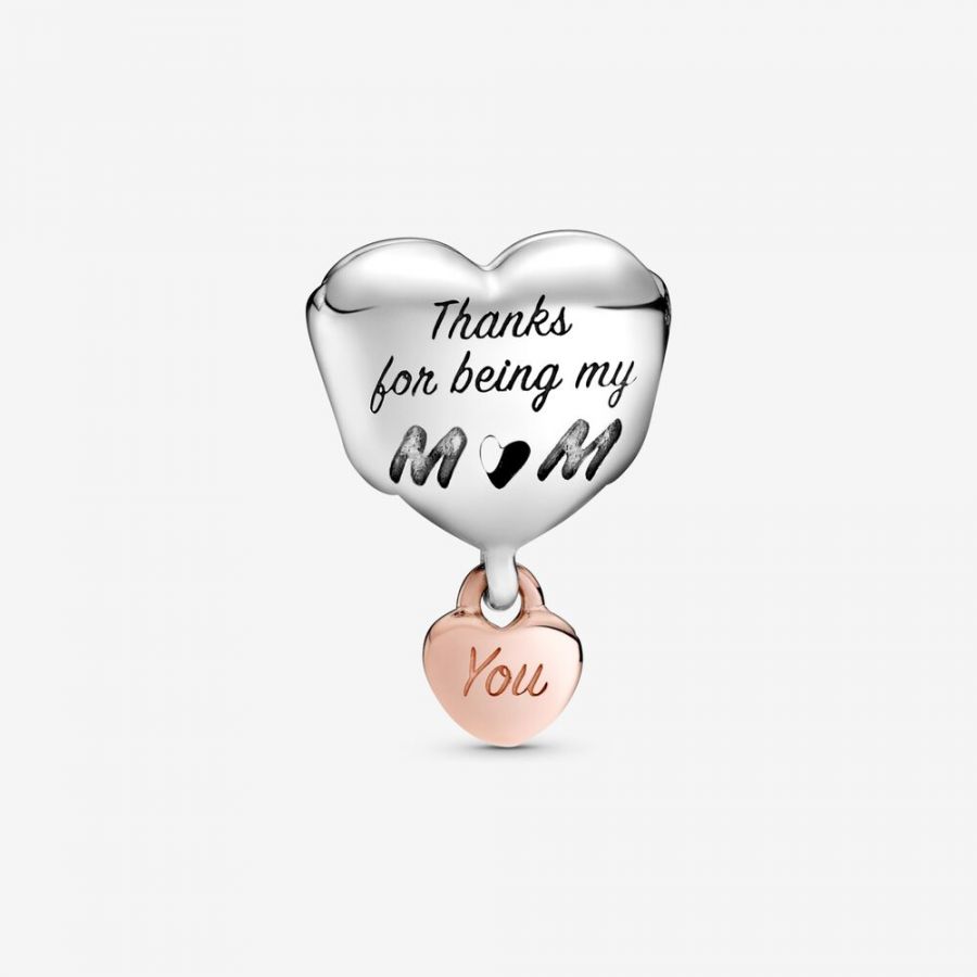 Rose  Charm Love You Mum Herz Sterling-Silber