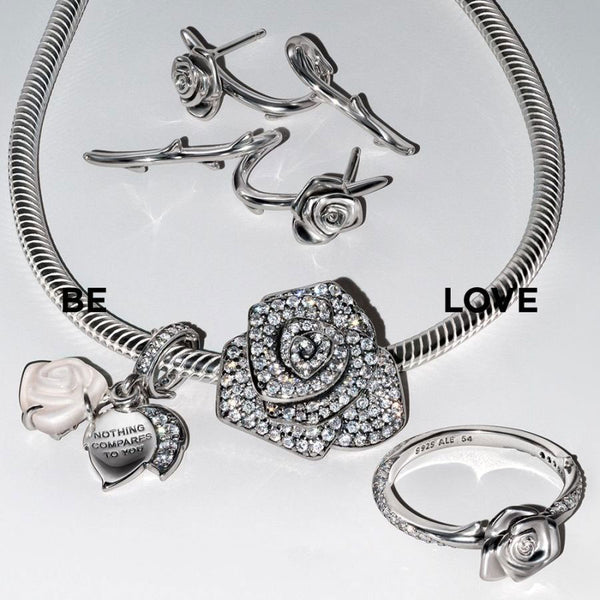 Charm Umschlungenes Rosafarbenes Murano-Glas Silber