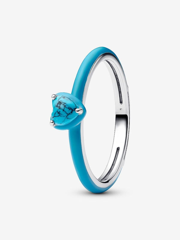 Türkisfarbener Herz-Stein Ring Sterling-Silber