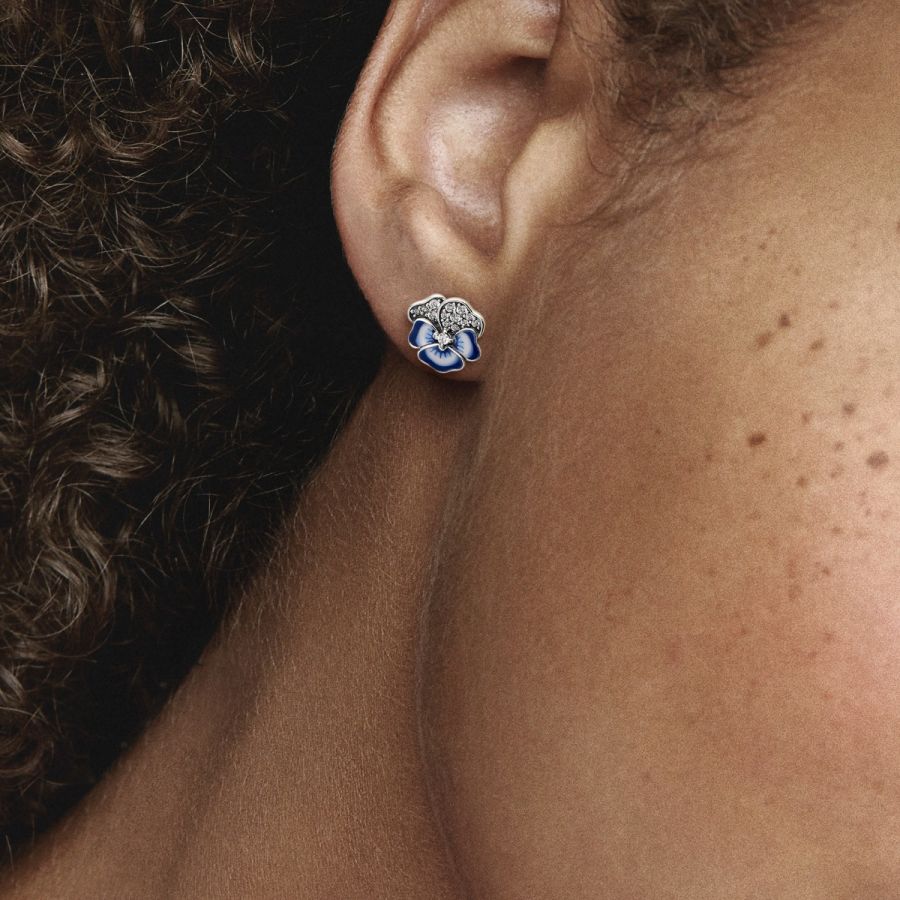 Ohrringe Ohrstecker Blaue Stiefmütterchen Sterlingsilber