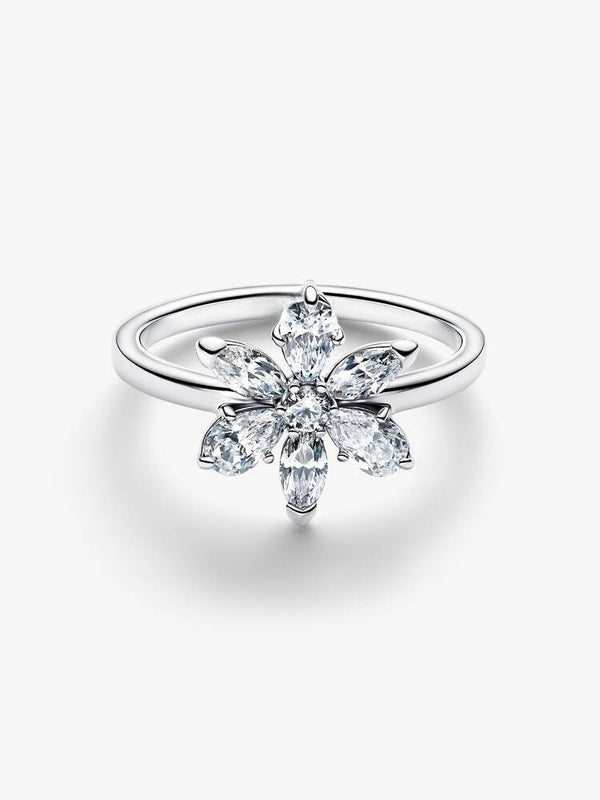 Herbarium Funkelnde Blume Cocktail-Ring Sterling-Silber