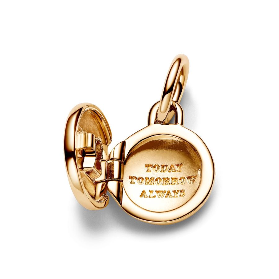 Charm-Anhänger Aufklappbar & Gravierbar Liebesmedaillon Gold Zweitbild