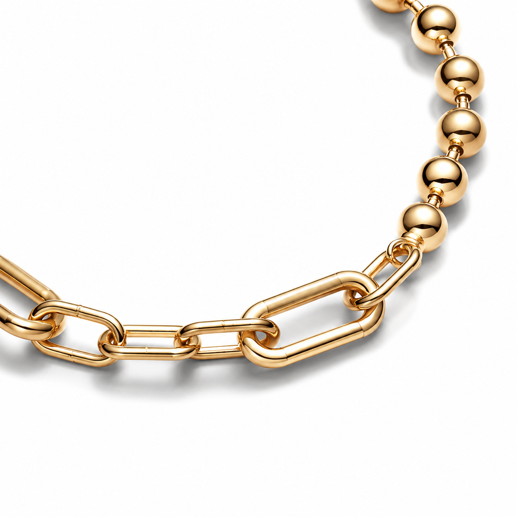 Gliederkettenarmband Metallperlen Vergoldet