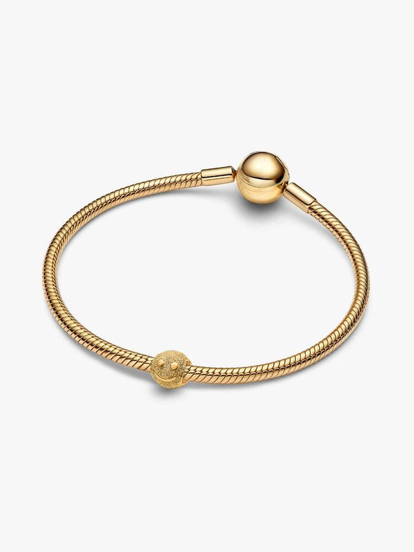 Strukturiertes Glückliches Gesicht Mini-Charm 14 Karat Vergoldung