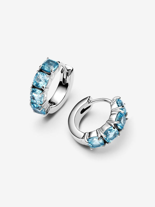 Hellblaue Creolen-Ohrringe Sterling-Silber