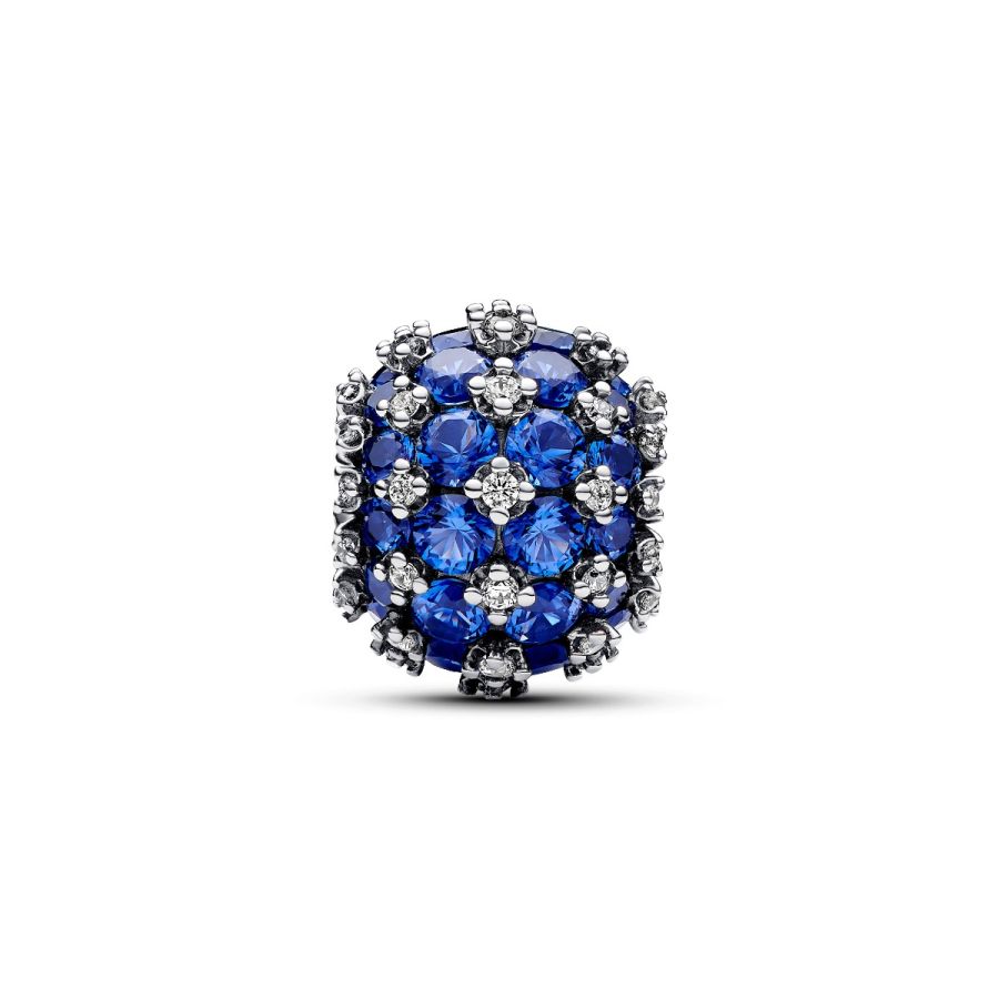 Charm Funkelndes Rundes Pavé-Blau Sterling-Silber Zweitbild
