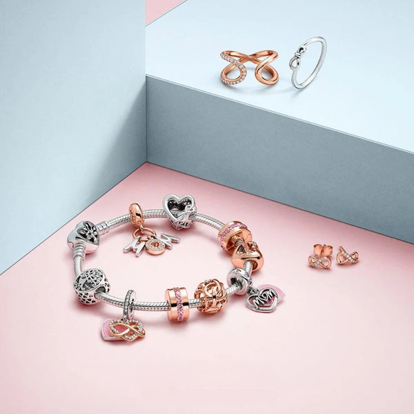 Rose  Schlangen-Gliederarmband mit Herz-Verschluss