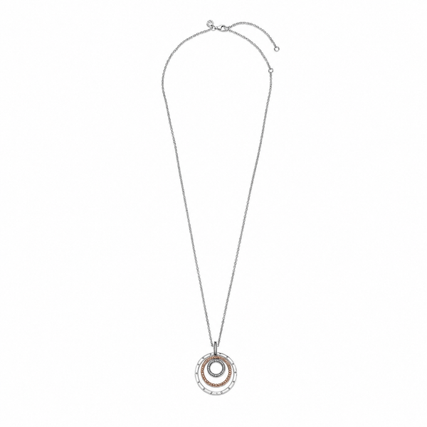 Rose 389483C01 Halskette mit Anhänger Zweifarbige Kreise Sterling-Silber 60 cm