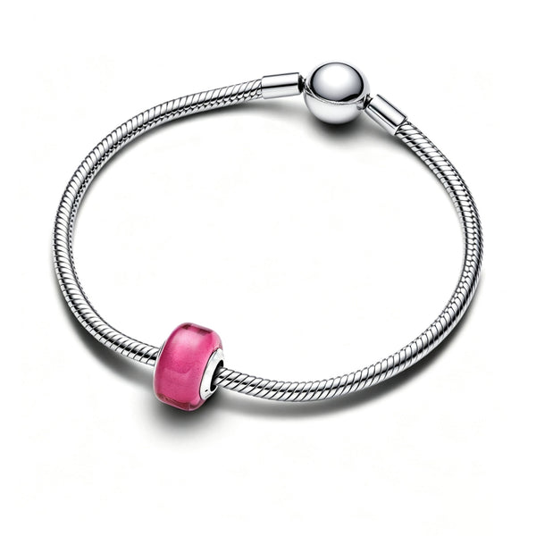 Mini-Charm Rosafarbenes Murano-Glas Sterling-Silber