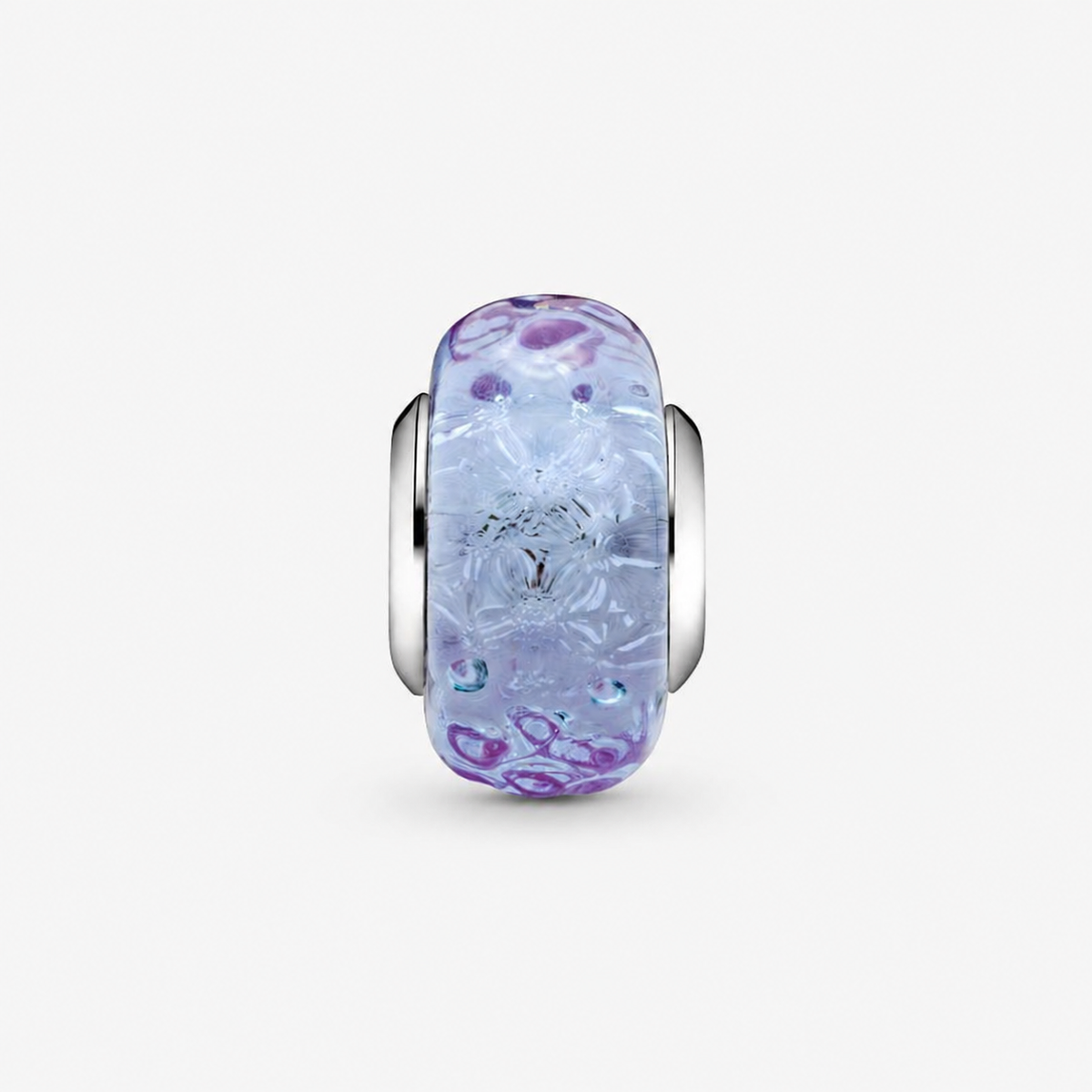 Charm Murano-Glas Wellenförmig Lavendelblau Silber