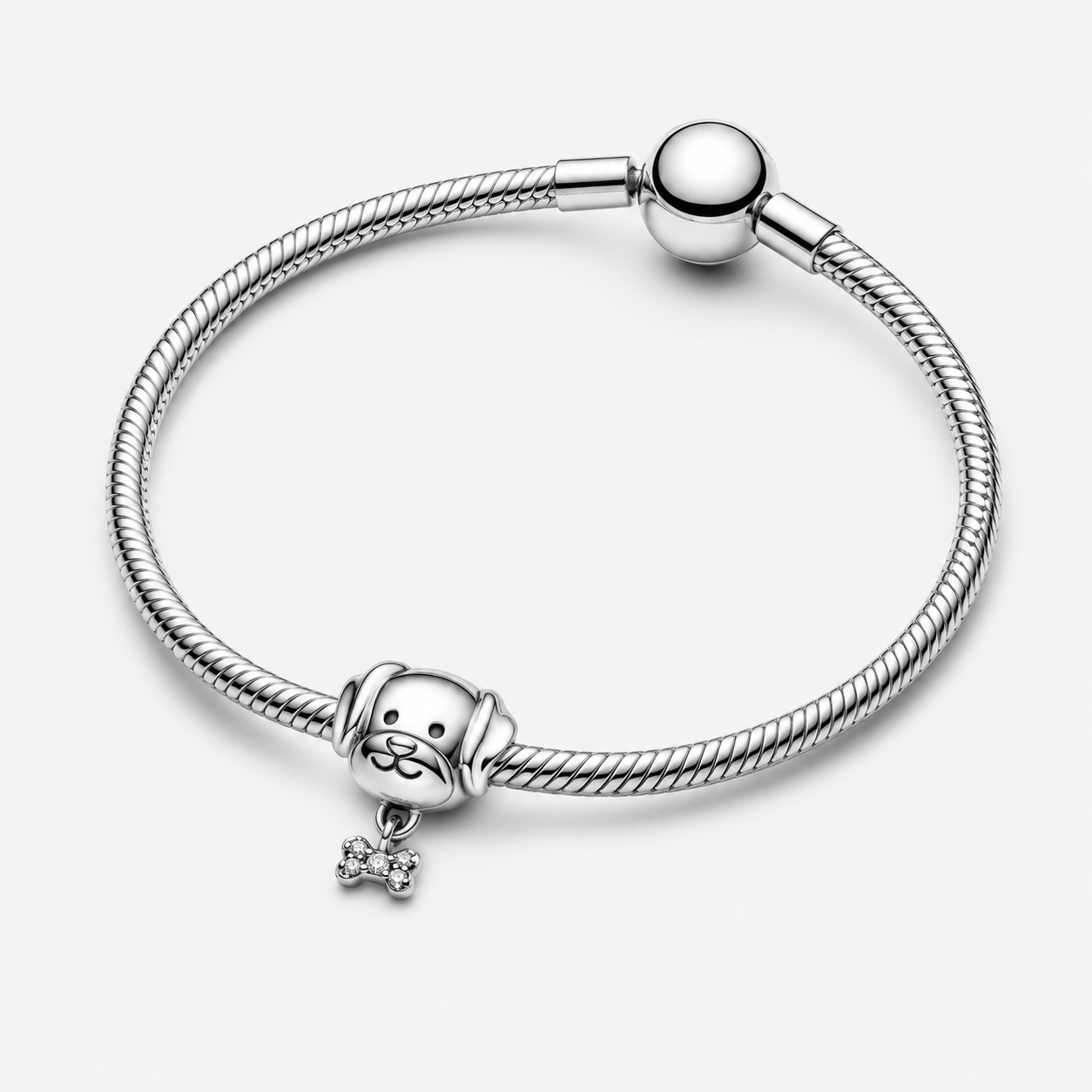Charm Hund & Knochen Zirkonia Sterling-Silber