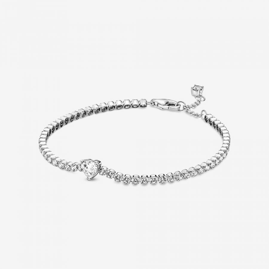 Tennisarmband Funkelndes Herz Zirkonia Silber Hauptbild