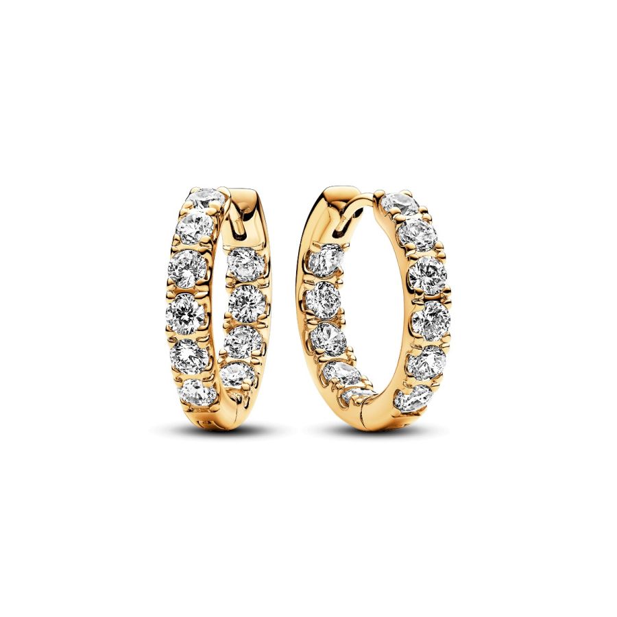 Ohrringe Creolen Ewigkeit Funkelnde Reihe Zirkon Vergoldet Hauptbild