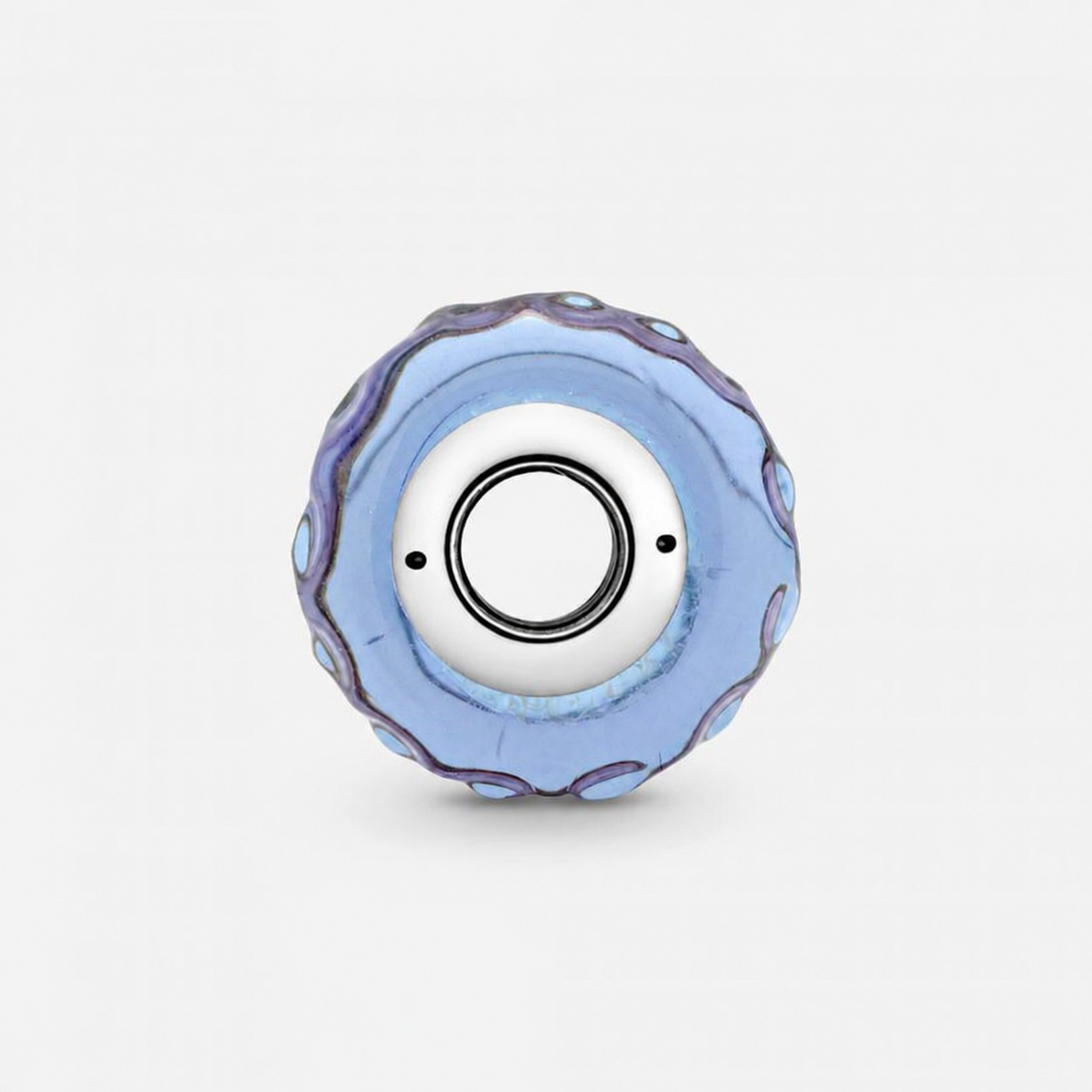 Charm Murano-Glas Wellenförmig Lavendelblau Silber